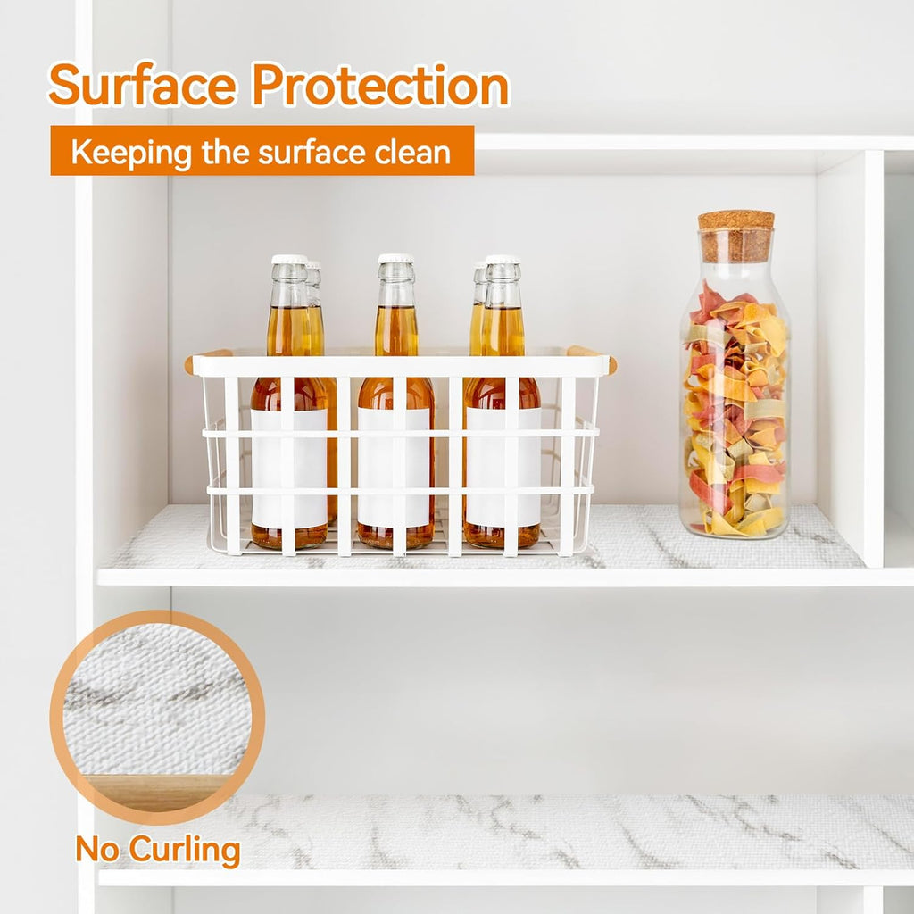 Shelf Liner Drawer Liner for Kitchen Cabinet Non-Adhesive, Strong Grip Anti Slip Cabinet Liners for Shelves, Durable Waterproof Cupboard Liner, Marble, 17 in x 10 Feet