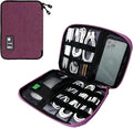 Electronics Travel Organizer,Portable Waterproof Electronic Travel Storage Bag for Small Charging Cord Storage,Charger,SD Card etc,for Travel,Business-Purple Black
