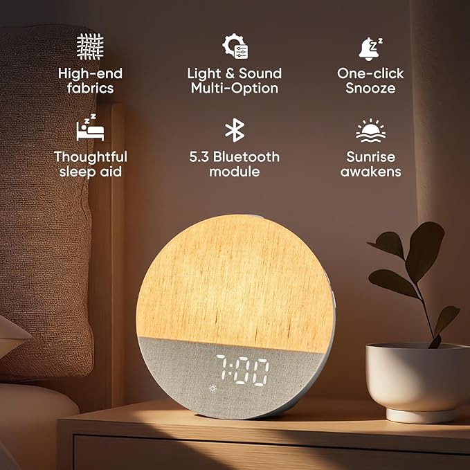 Stillstorm Sunrise Alarm Clock, Sound Machine, Fabric Dimmable Night Light