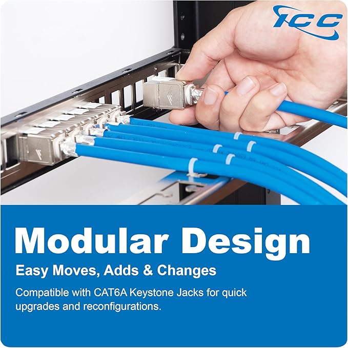 ICC 24-Port Blank Keystone Shielded 1U Patch Panel