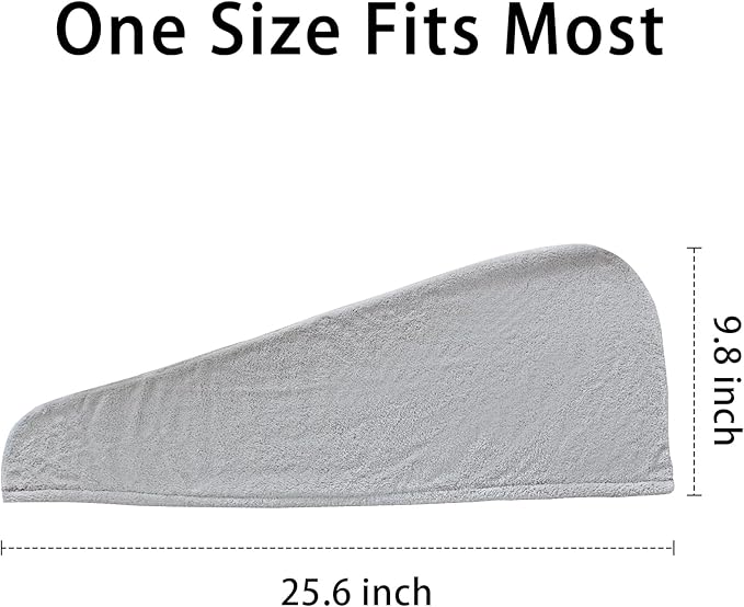 AGLIFEFY 2 Pack Microfiber Hair Towel Wrap for Women Super Absorbent Quick Dry Hair Turban for Drying Curly, Long & Thick Hair 10 inch X 26 inch Lightgrey+Lightgrey