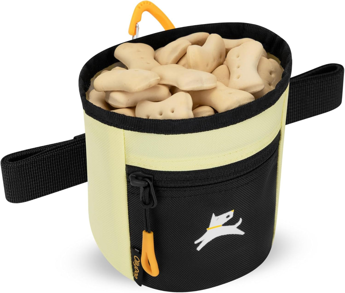 OllyDog Goodie Treat Bag, Dog Treat Pouch, Waist Belt Clip for Hands-Free Training, Magnetic Closure, Dog Training and Behavior Aids, Three Ways to Wear (Sol)