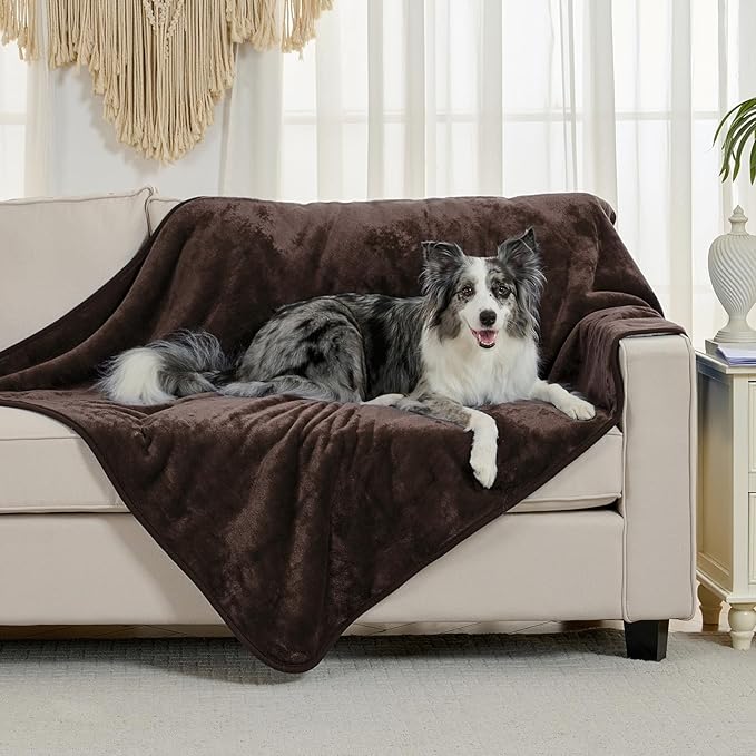 Yaning Waterproof Blanket for Bed Couch Sofa, Soft Liquid Pee Proof Pet Blanket for Dog Puppy Cat, Reversible Sherpa Fleece Furniture Protector (Brown, 60x80 inches)