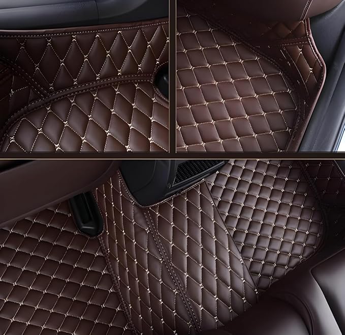 Customize Car Floor Mats for 99% Sedan SUV Sports Car All Weather Leather Full Coverage Waterproof Non-Slip Vehicle Lining Pads (Pure red Stripe)