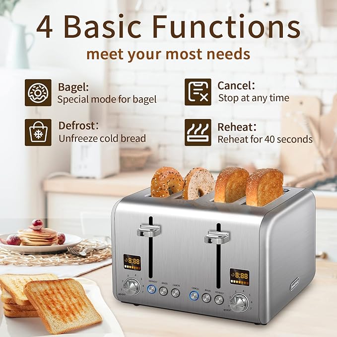SEEDEEM 4 Slice Stainless Toaster