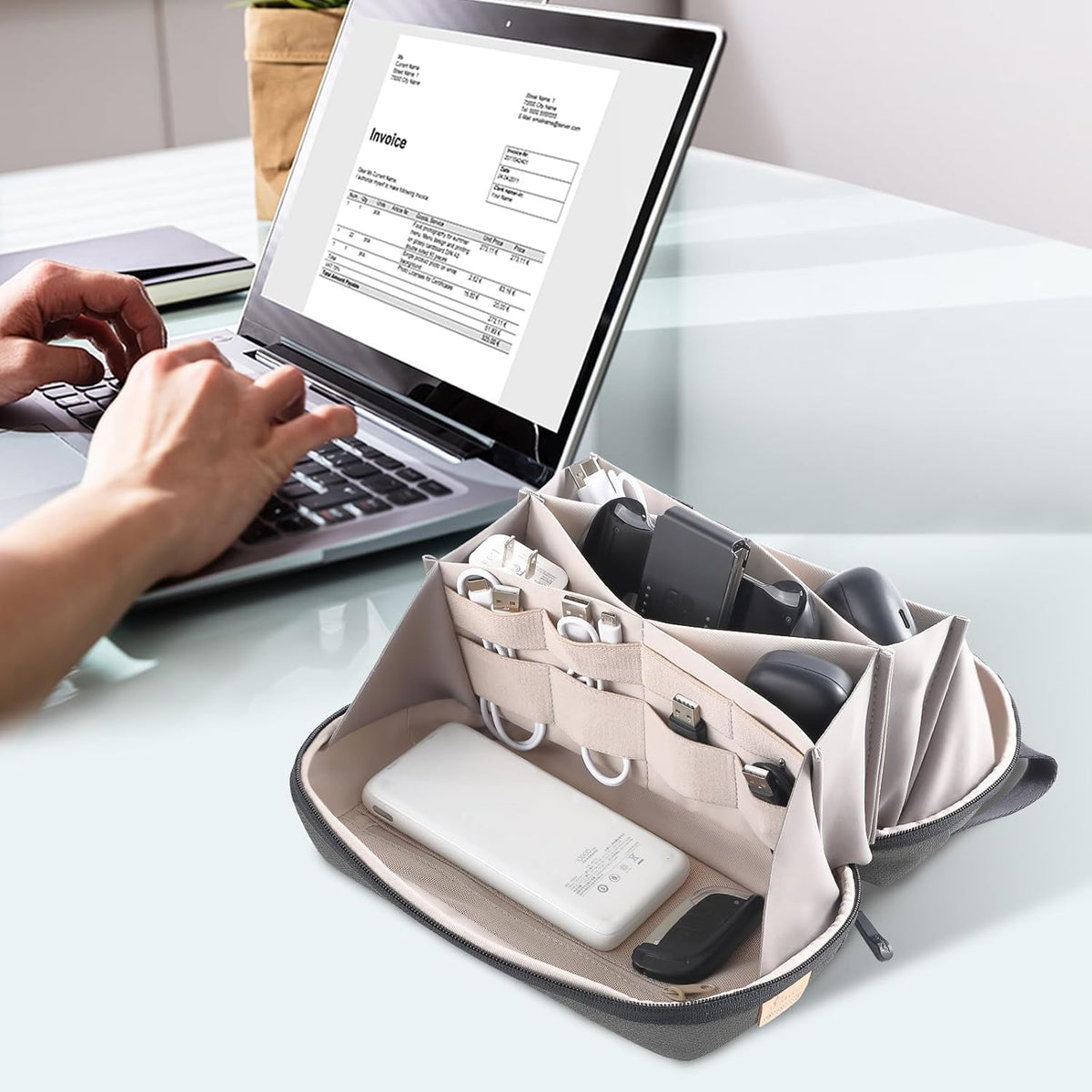 Electronic Organizer Travel Case Bag for Cables, Switch, SD card, Passport and More – Ultimate Protection & Portability Waterproof (Grey)