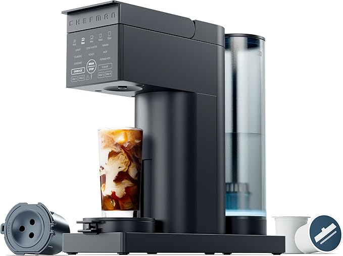 Chefman Caffeinator Single Serve Coffee Maker, Brew Kcups & Grounds, Drip