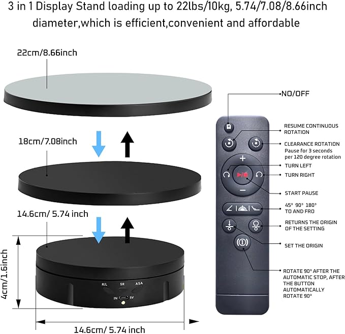JAYEGT 3 in 1 Motorized Rotating Display Stand