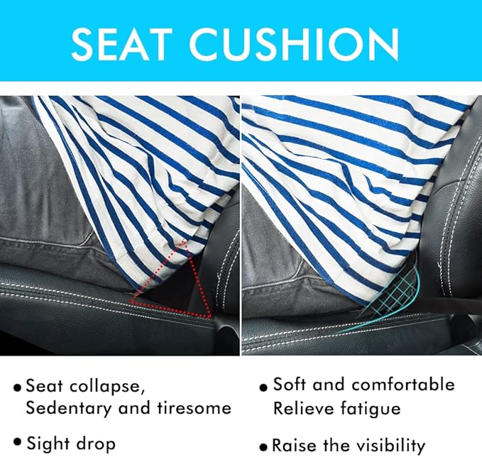 Car Seat Cushion, Car Memory Foam Seat Cushion, Car Seat Wedge Cushion, Back Support, Pain Relief for Road Driving Long Trip Essentials(Black)