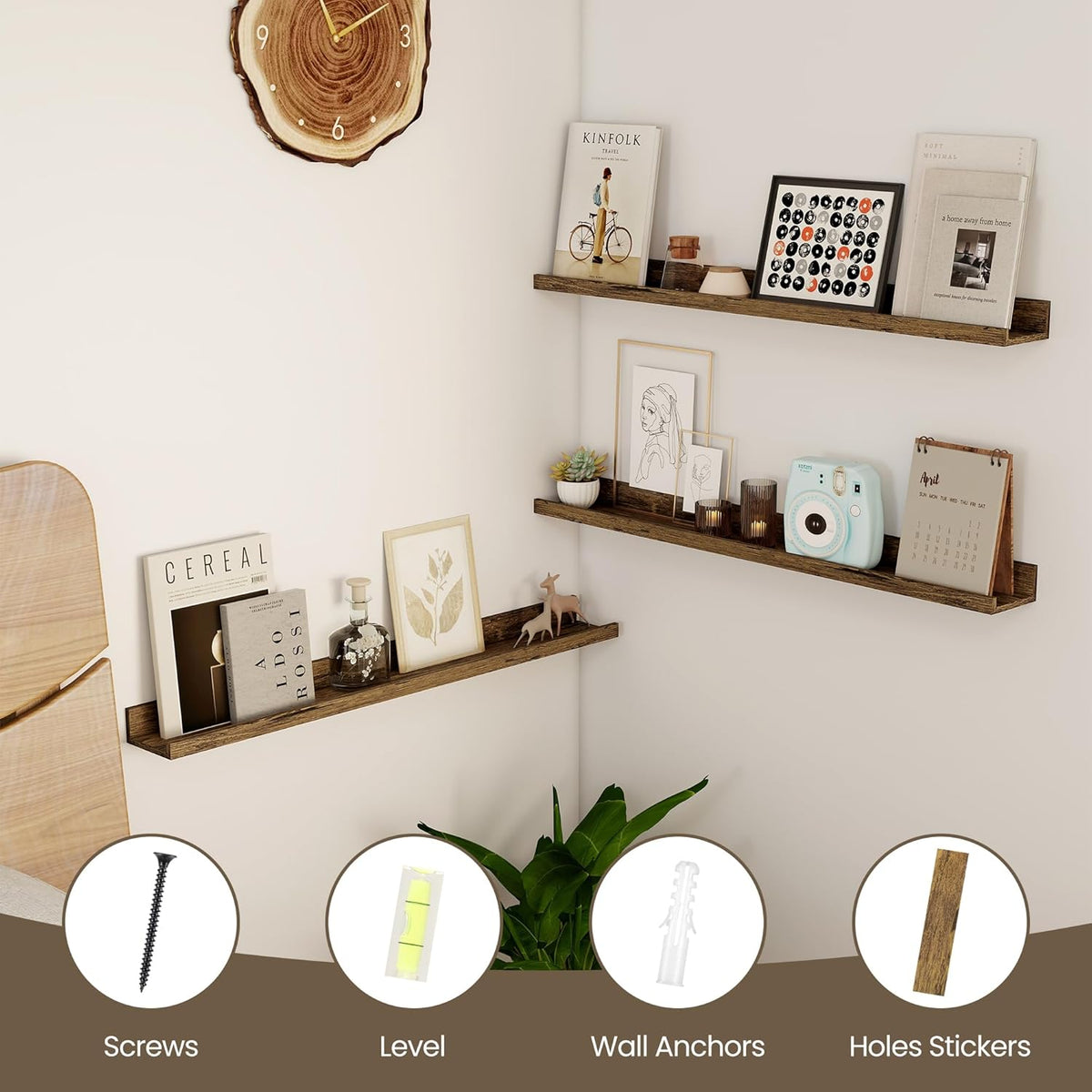 Axeman 30 Inch Floating Shelves for Wall | Picture Ledge Shelf Set of 2 | Rustic Picture Shelf for Wall with Ledge | Floating Shelves with Lip | Photo Ledge Shelves for Books Album Records