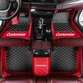 Custom Car Floor Mat Compatible with 97% Car Models Luxury Leather All Weather Waterproof Anti-Skid Full Coverage Car Mats (Red with Black)