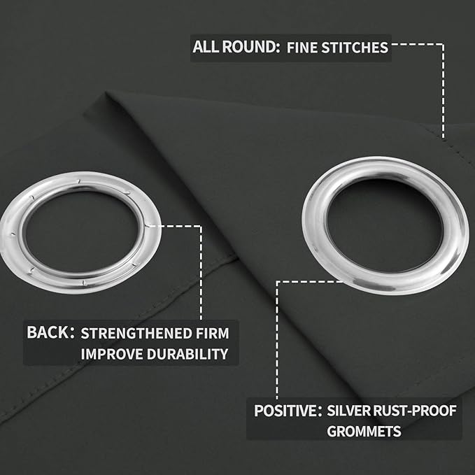 Easy-Going Blackout Curtains for Bedroom, Solid Thermal Insulated Grommet and