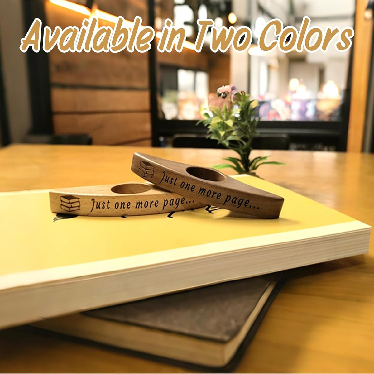 Wooden Book Page Holders for Reading - Thumb Page Holder & Book Opener Holder | Just One More Page Ergonomic Hands-Free Helper - Perfect Gift for Book Lovers & Readers (Walnut Wood 2)