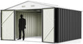Greesum 10x10FT Outdoor Storage Shed, Utility Tool Shed Metal Storage Shed with Door & Lock for Patio Storage, Garden, Lawn, Gray