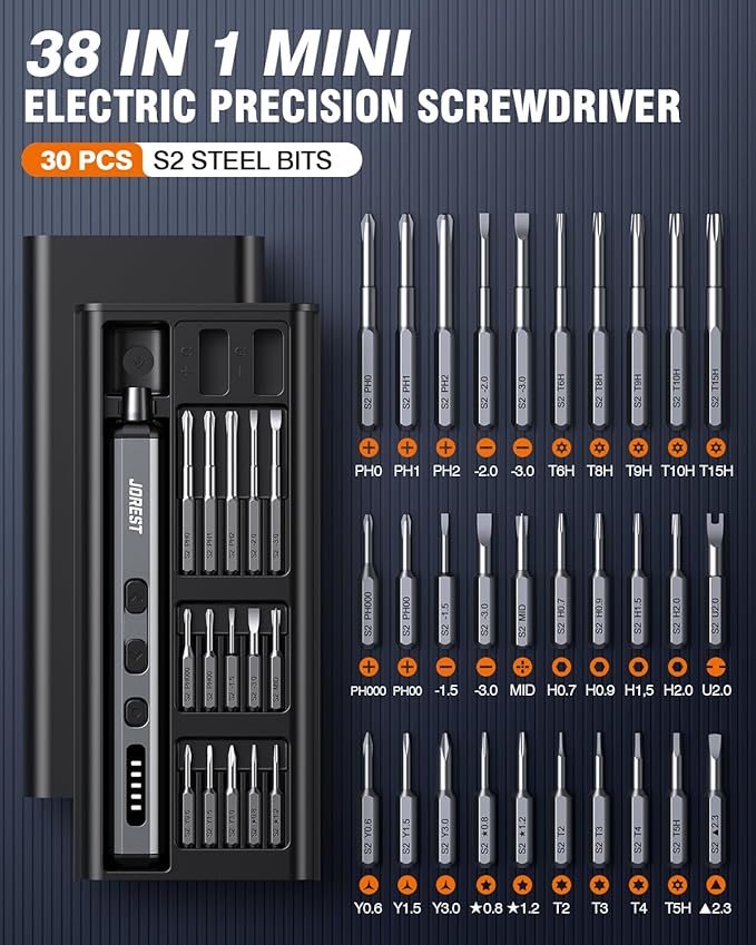 JOREST Mini Electric Screwdriver, Cordless Precision Screwdriver set