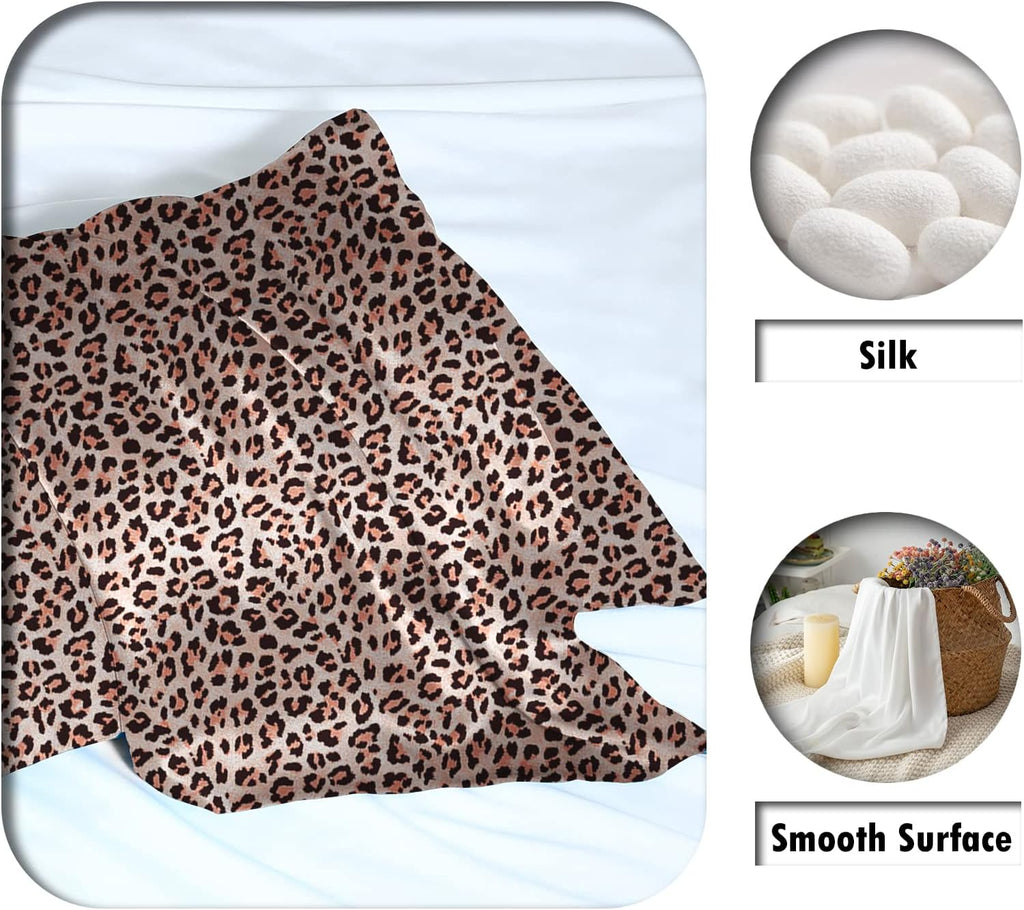 Mulberry Silk Pillowcase for Hair and Skin Standard Size Leopard Print Silk Pillow Cases with Zipper Soft Breathable Smooth Cooling Silk Pillow Covers for Sleeping (Taupe Leopard,20"X 26",1Pcs)