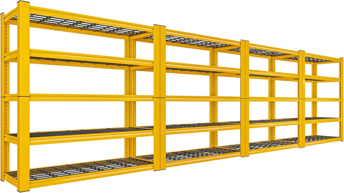 REIBII 72''H Garage Shelving 3010 LBS Storage Shelves Adjustable Metal Shelving 5 Tier Metal Shelves for Storage Industrial Shelf for Kitchen Pantry Warehouse Basement 72" HX35.5 WX16 D, 4 Pack