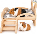 Rypet Wooden Guinea Pig Bed with Stairs & Mat, Bunny Bed Hideout | Cozy Small Animals Cushion Bed, Detachable Small Pet Hut Habitats, Cushion, Guinea Pig Hideout, Chinchillas and Ferrets