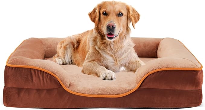 NEWBULIG 35x25 Inch Orthopedic Dog Bed Large Sized, Dog Couch/Sofa Bed with Washable Cover, Waterproof, Memory Foam, Soft Fluffy Surface
