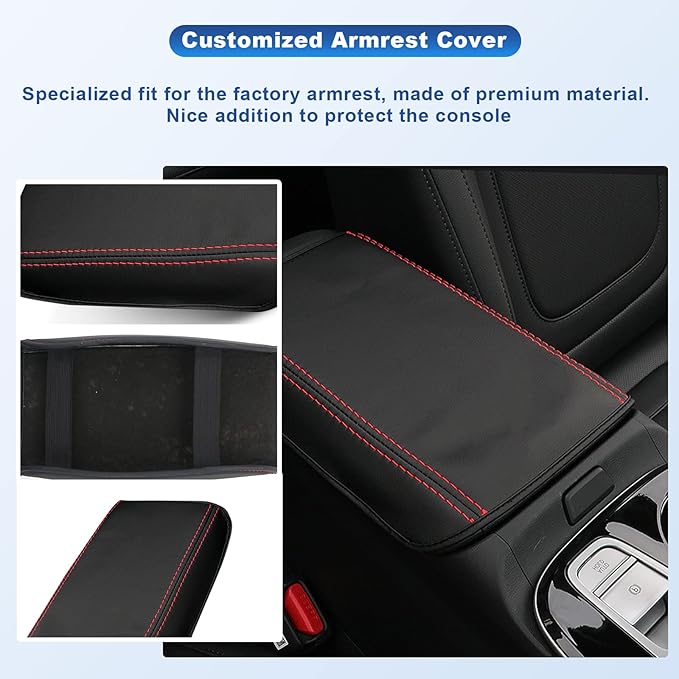 CDEFG for Santa Cruz 2022 2023 Pickup Truck Center Console Cover Armrest Cover Console Pad Arm Rest Seat Box Cover Leather Protector for 2022 Santa Cruz Car Interior Accessories (Black)