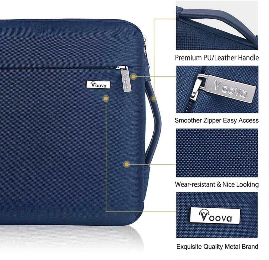 Voova Laptop Sleeve Case 13 13.6 Inch with Handle, 360°Protective Waterproof Slim Computer Bag Cover Compatible with MacBook Air 13 M1/M2/M3/M4 2020-2024, MacBook Pro 13, IPad Air/Pro 13, Blue