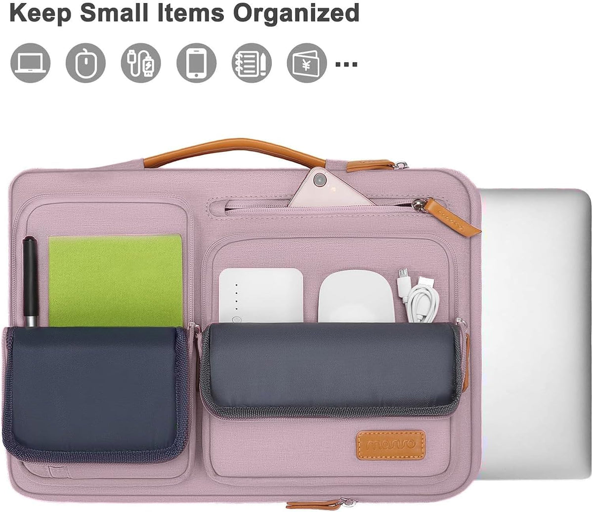 MOSISO 360 Protective Laptop Case 13.3 inch, 13-13.3 inch Laptop Sleeve Compatible with MacBook Air/Pro 13 / Pro 14,HP Dell Acer ASUS,Side Open Carrying Case with 4 Zipper Pockets&Handle, Pastel Pink