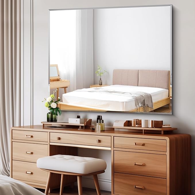 CILIBER Beveled Bathroom Mirror, 40x48 Inch Large Frameless Mirrors