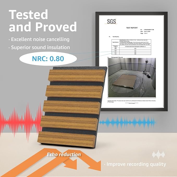 Art3d 4 Pack 47.2 x 23.6in. Wood Slat Acoustic Panels