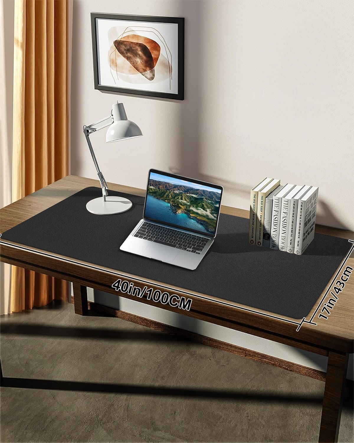 Leather Desk Pad Protector, Office Desk Mat, Large Mouse Pad, Non-Slip PU Leather Desk Blotter, Laptop Desk Pad Desk Accessories for Office and Home (Black, 40" x 17")