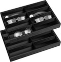 Amylove 2 Pcs Sunglass Organizer Trays Glasses Stackable Jewelry Trays Sunglass Organizer Display Box(8 Grids,Black)