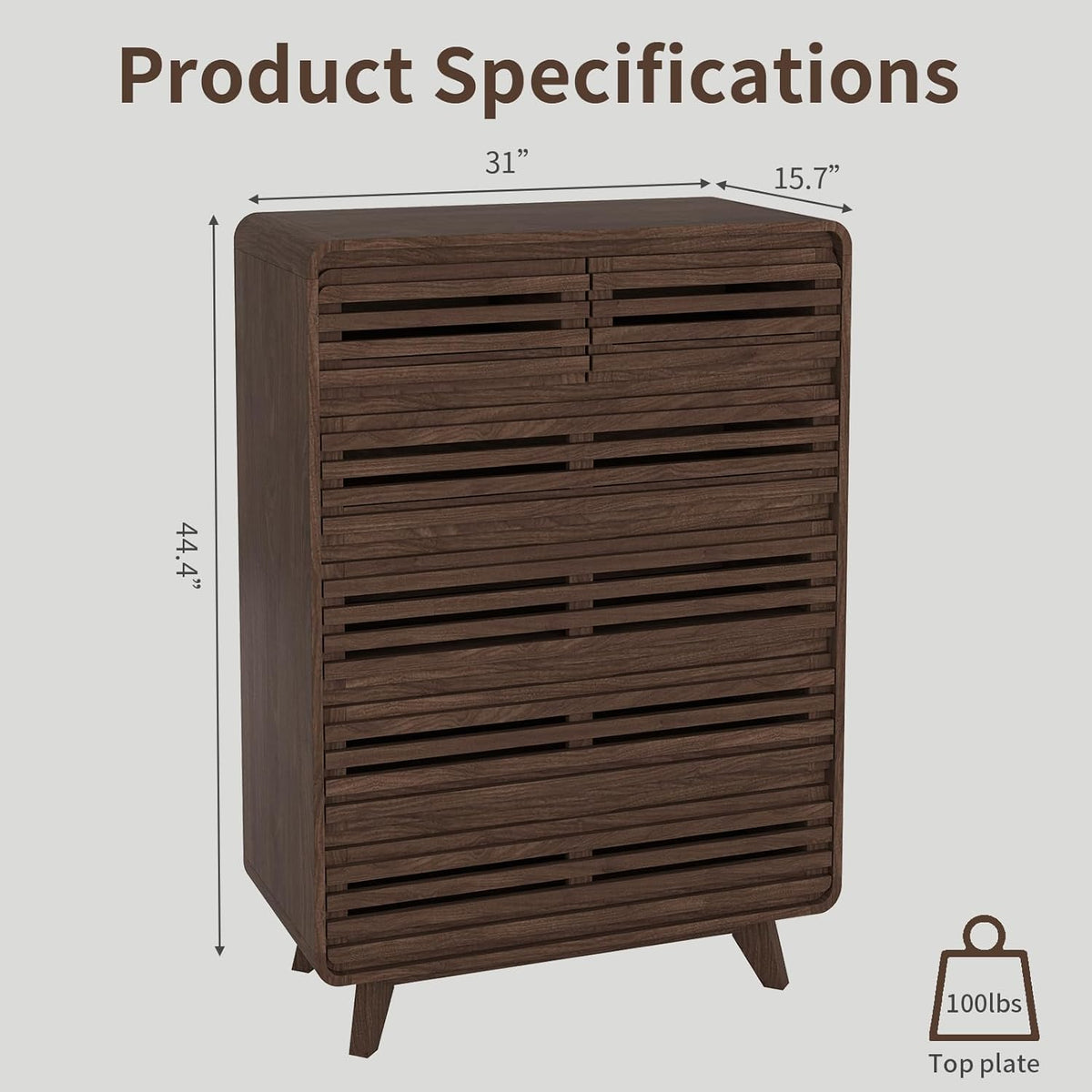 3 Piece Bedroom Set, Tall Dresser and Nightstand Sets for Bedroom, Fluted 6 Drawer Dresser and Nightstand Set of 2, Wood Chest of Drawers Storage Organizer Cabinet Set, Dark Walnut