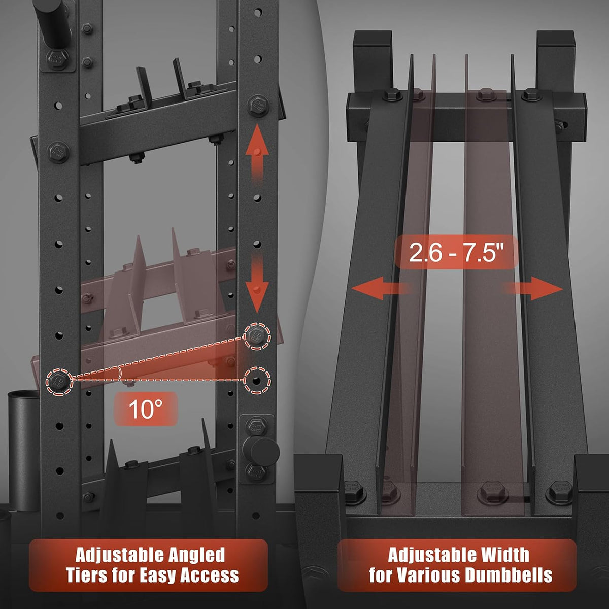 3-Tier Dumbbell Rack, 1100LB Capacity Adjustable Weight Rack for Home Gym, Heavy-Duty Weight Stand for Dumbbells Kettlebells & Weight Plates(Rack Only)