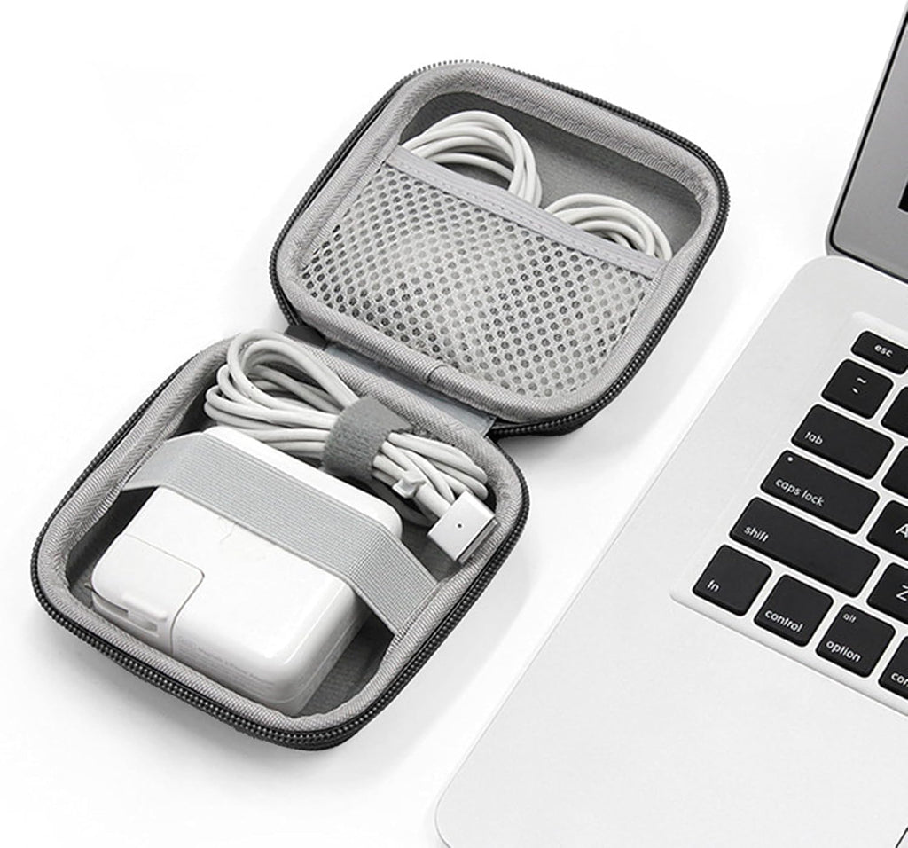 Charger Case for Macbook, Portable Tech Electronic Organizer Bag, Travel Storage Pouch for Laptop Accessories, MacBook Power Adapter, Charging Cords, USB Drives, Power Bank (Black, M)