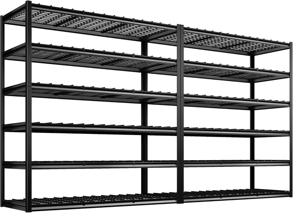 REIBII 60" W Garage Shelving, 2900LBS Storage Shelves, 6 Tier Heavy Duty Shelving, Adjustable Metal Shelving Units and Storage Rack for Warehouse, Pantry, Basement, 60" W x 84" Hx 24" D, 2 Pack