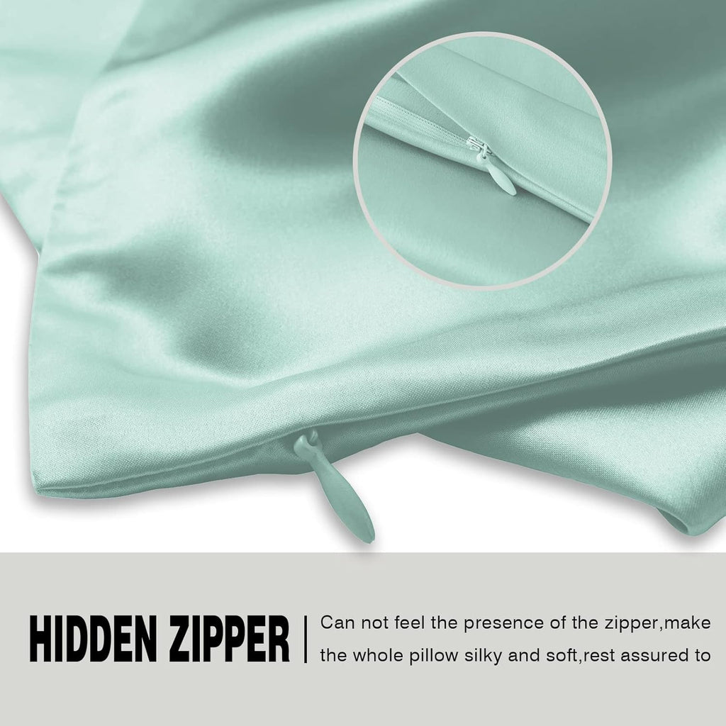 SUATIEN Mulberry Silk Pillow Cases Queen Size Silk Pillowcase for Hair and Skin with Zipper Soft Breathable Smooth Cooling Silk Pillow Case for Sleeping,Gifts for Women (Sage Green,20"X 30",1Pcs)