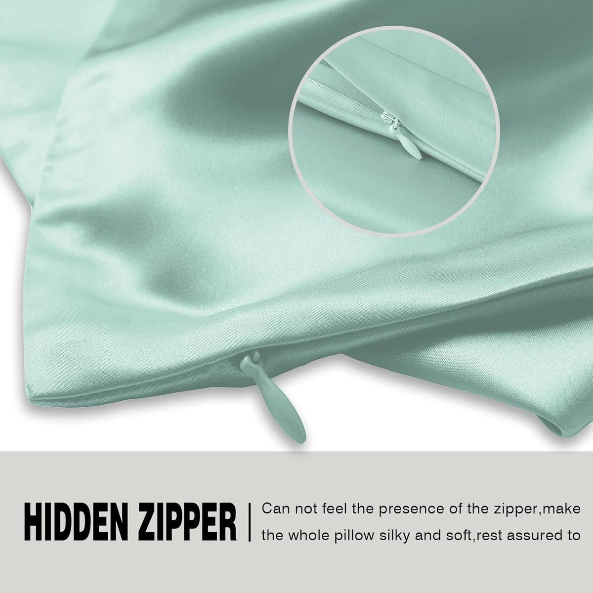 SUATIEN Mulberry Silk Pillow Cases Queen Size Silk Pillowcase for Hair and Skin with Zipper Soft Breathable Smooth Cooling Silk Pillow Case for Sleeping,Gifts for Women (Sage Green,20"X 30",1Pcs)