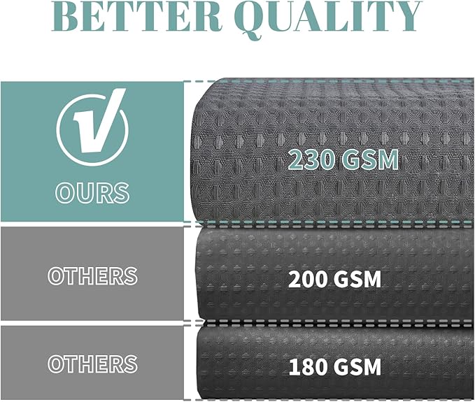 eachope Charcoal No Hook Waffle Weave Shower Curtain with snap-in Liner Replacement, 230GSM Waterproof Fabric Hotel Shower Curtain Set for Bathroom, Through Mesh Top Window,60Wx74H
