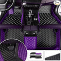 Custom Fit Car Floor Mats - Full Coverage Automotive Leather Floor Liners for Most Vehicles by MingyunSM (Black & Purple)
