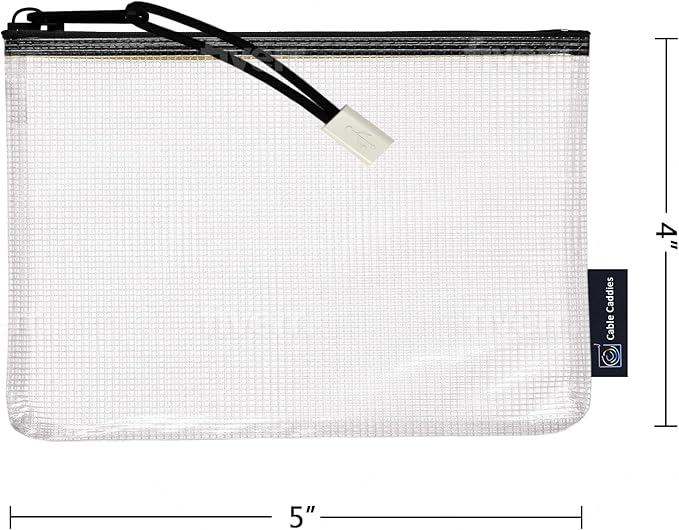 10 - USB Cable Organizer Pouches, Manage Cables, Travel Cable Oranizer, Color Coded with USB Zipper Pulls