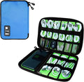 Electronics Travel Organizer,Portable Waterproof Electronic Travel Storage Bag for Small Charging Cord Storage,Charger,SD Card etc,for Travel,Business- Blue Green