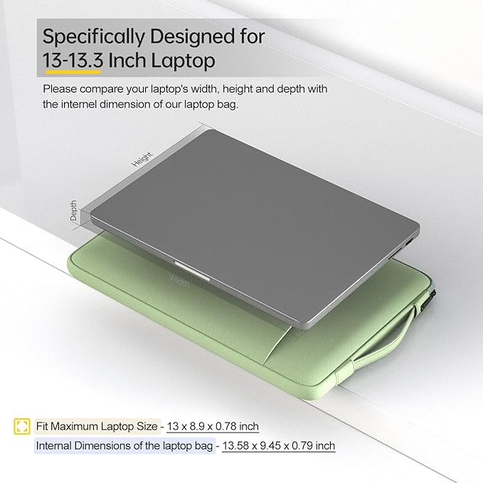 13 Inch Laptop Sleeve for Apple 2025 MacBook Air 13-inch Laptop with M4 chip A3240, MacBook Air 13.6-inch Carrying Case, Green