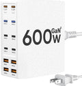 USB Charging Station (600W),12-Port USB C Charger Block with Dual 100W PD USB-C Fast Charging Station Hub for MacBook Pro/Air/All iPad Phone 17/16 15/14/13/Pro Max/Samsung Galaxy Note(White)