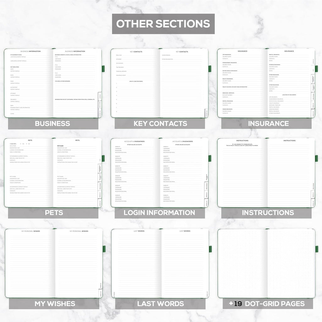 Clever Fox Large End of Life Planner – Guided Final Arrangements Organizer Notebook for Instructions, Beneficiary Info, Will Preparation, Last Wishes & Funeral Planning – 8.5" x 11" (Dark Green)
