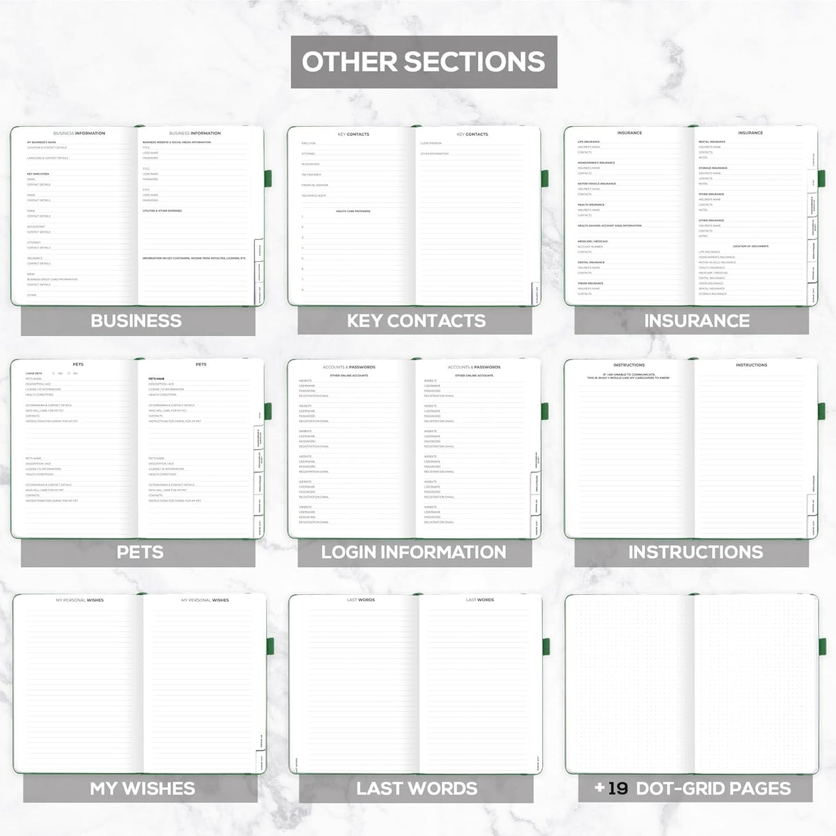 Clever Fox Large End of Life Planner – Guided Final Arrangements Organizer Notebook for Instructions, Beneficiary Info, Will Preparation, Last Wishes & Funeral Planning – 8.5" x 11" (Dark Green)