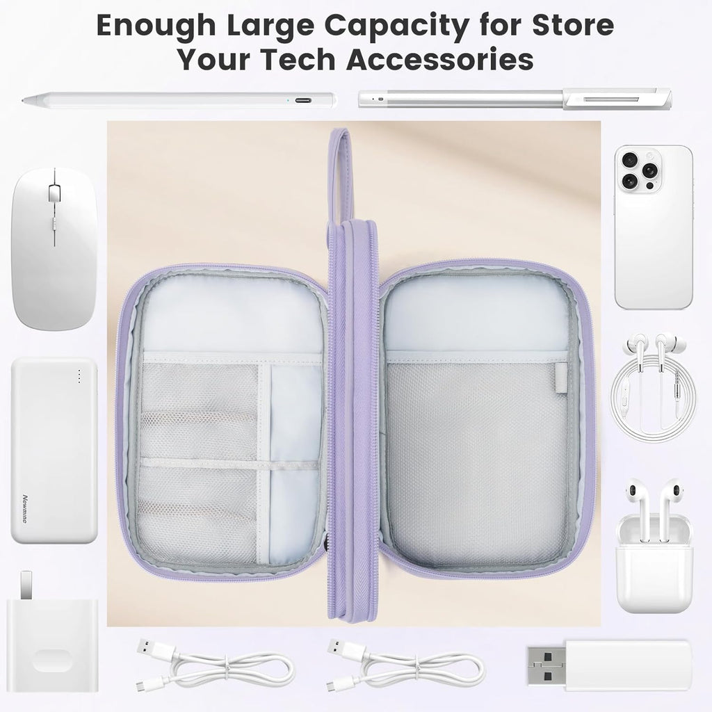 Skycase Tech Pouch - Lightweight Electronics Organizer Travel Case, Double Layers Travel Cable Organizer, All-in-One Storage Bag for Charger, Cord, Phone, Flash Drive, Accessories