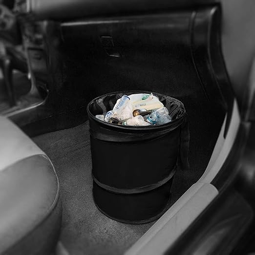 FH Group Automotive Waterproof Portable Collapsible Large Trash Can Garbage Container fits Most Cars,‎Polyethylene,SUVs, and Trucks Black