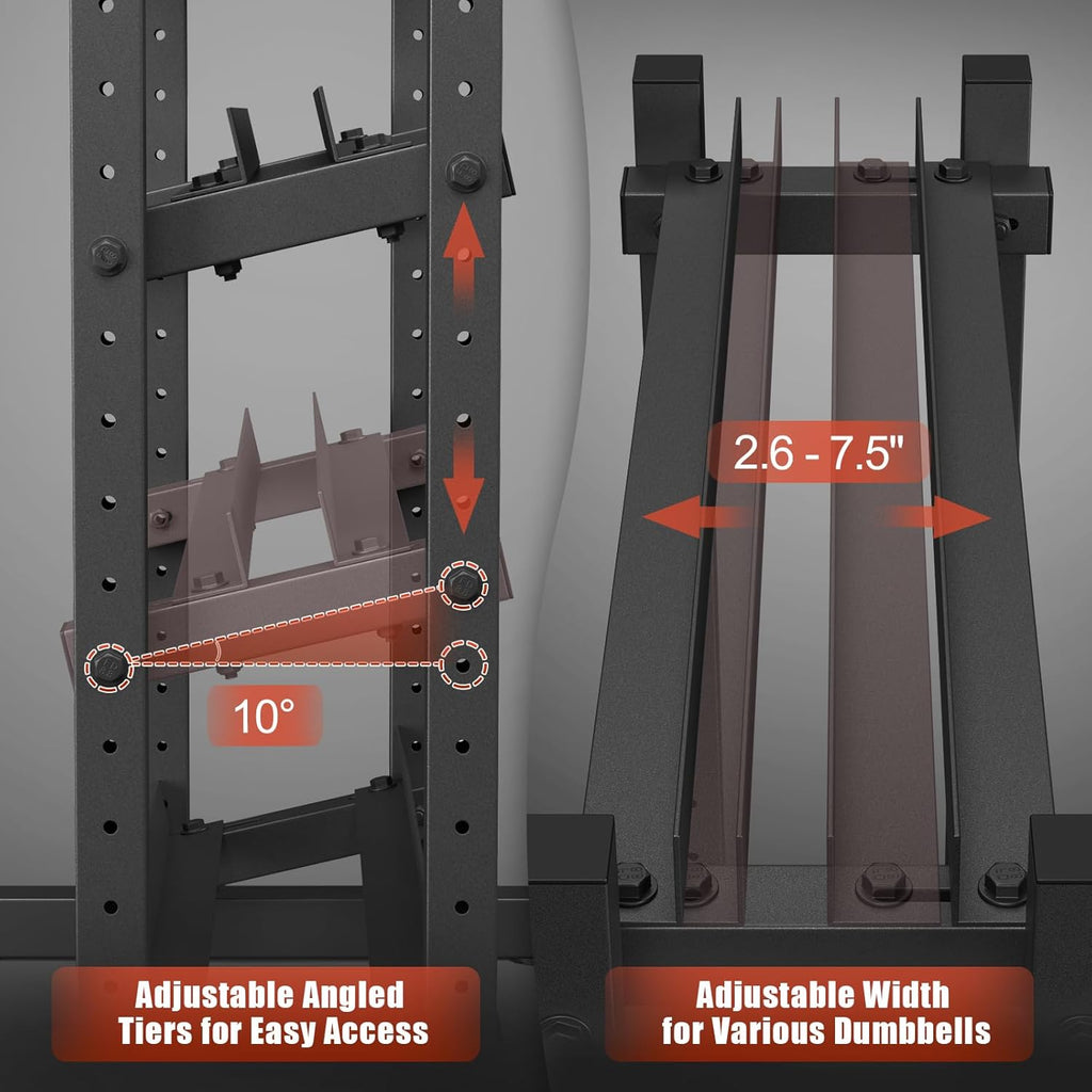 3-Tier Dumbbell Rack, 1100LB Capacity Adjustable Weight Rack for Home Gym, Heavy-Duty Weight Stand for Dumbbells Kettlebells & Weight Plates(Rack Only)