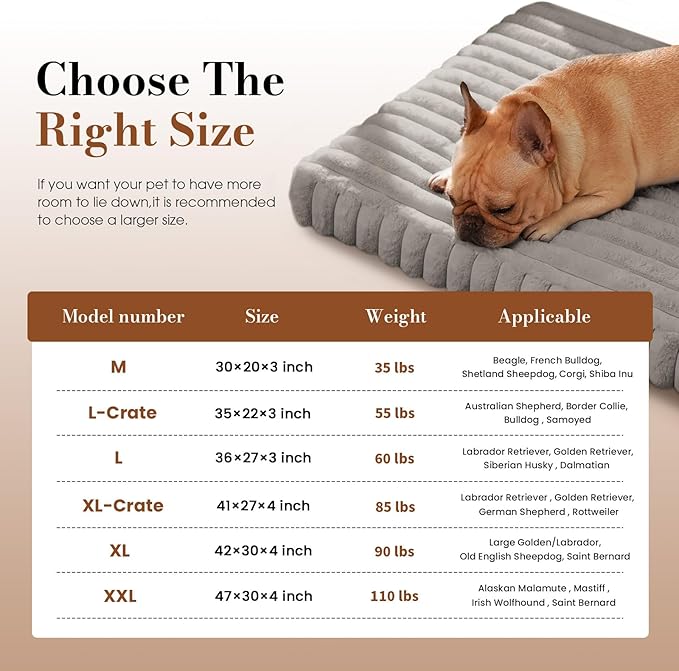 Cozila Dog Beds for Extra Large Sized Dog, Orthopedic Pet Bed with Waterproof Lining, Soft Short Plush Surface & Egg Crate Foam, Machine Washable Pet Mat with Removable Cover & Anti Slip Bottom