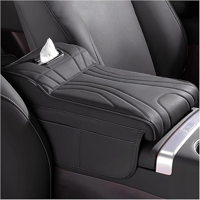Car Center Console Cover for Lexus RX 350 2021-2023, Memory Foam Arm Rest Cushion Pad Waterproof Non-Slip Universal Interior Accessories with Pocket and Tissue Box,Black