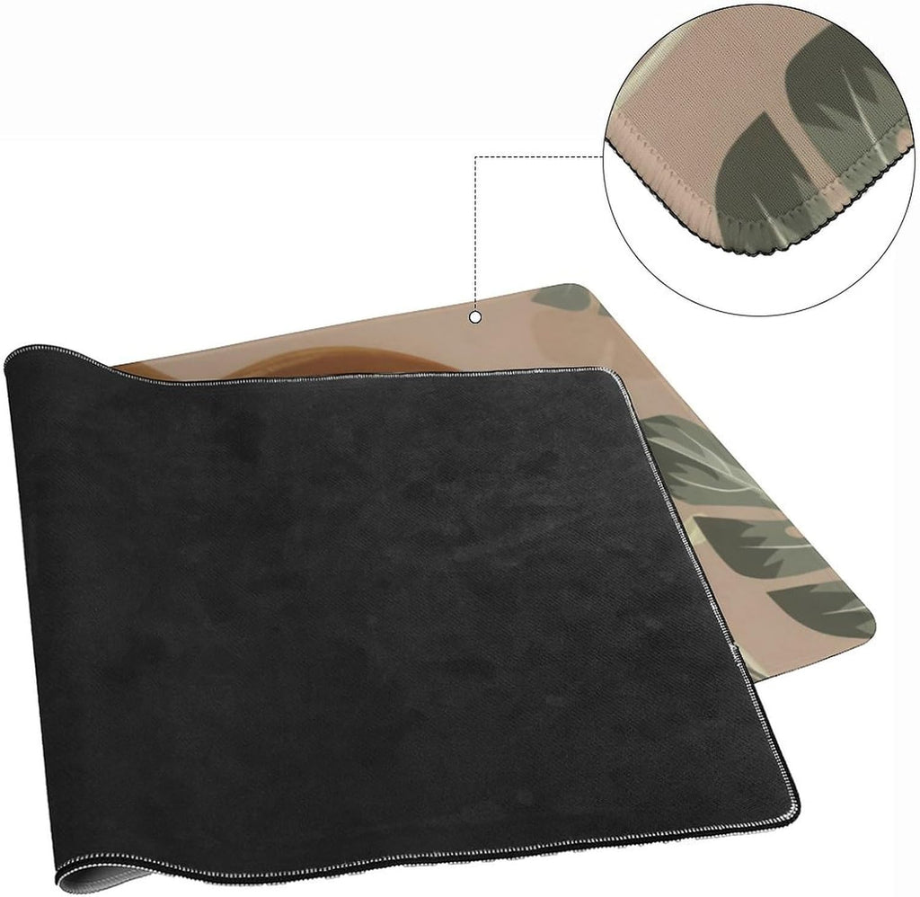Elegant Lady Tropical Large Mouse Pad, Vintage Aesthetic Gaming Desk Mat, XXL Keyboard Desk Pad Mat for Desktop, 35.4"x15.7" Non-Slip Base Big Mousepad with Stitched Edges